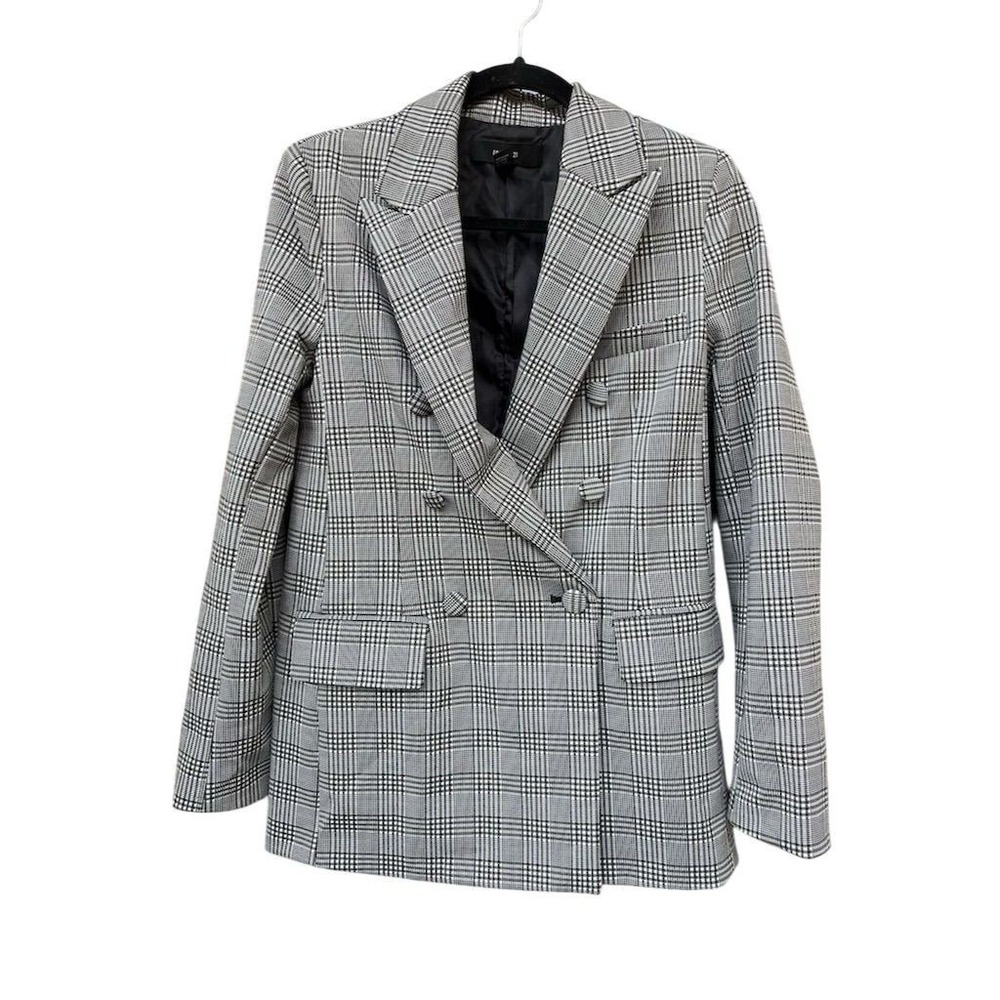 Forever 21 Women's Plaid Double-Breasted Blazer Black‎ Size S